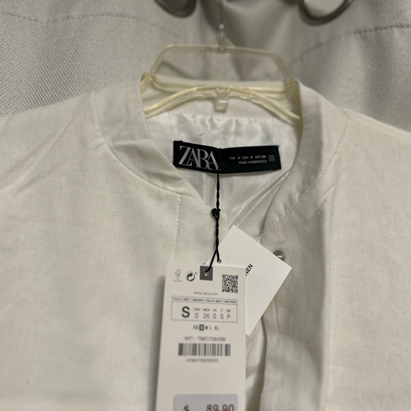 Zara White linen oversized bomber jacket size SMALL - Picture 9 of 14